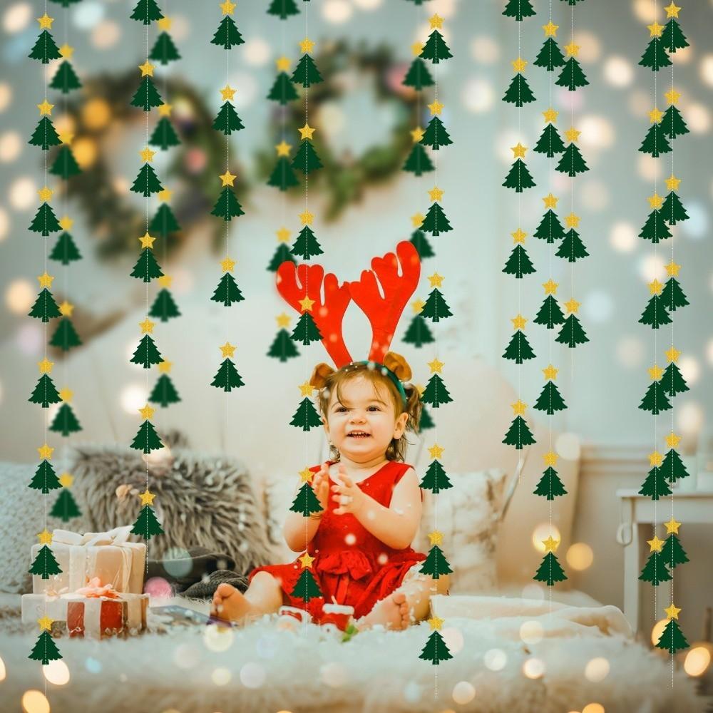 2M Christmas Hanging Streamer Green Hanging Backdrop Decor New Year Party Decoration