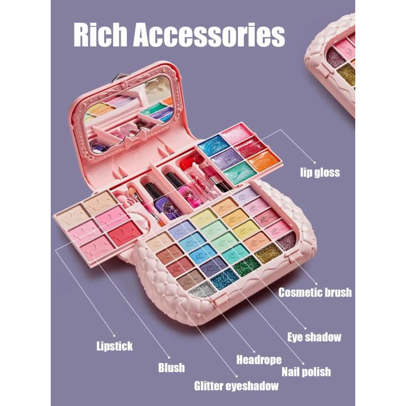Kids Cosmetic Set Girl Toys Little Princess Makeup Box Painting Special Shoulder Bag Washable Pretend Play With Mirror Plaything