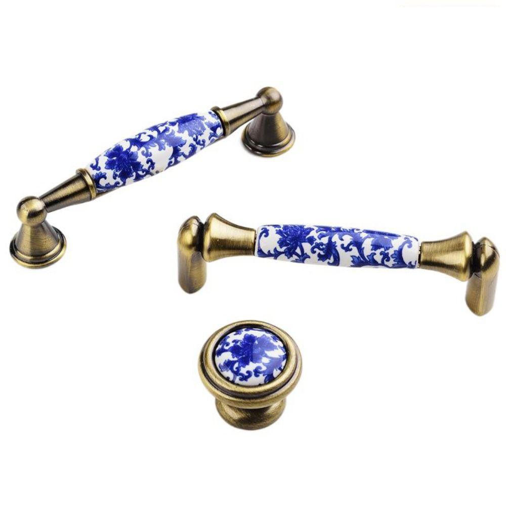Antique Fashion Blue And White Drawer Knobs Dresser Cabinet Handles Door Handle Pull Handles