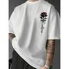 Men's Fashion T-shirt  Rose  Pattern Printed Men's T-shirt Top