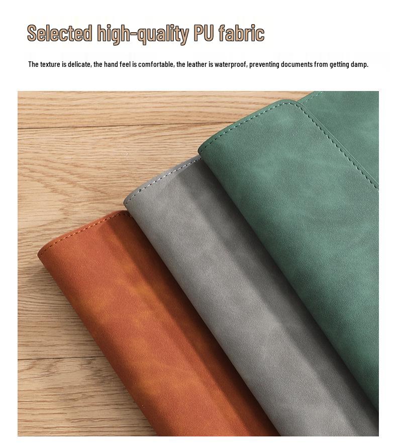 A4 Leather Waterproof Briefcase Folder with Large Capacity for Business Meetings