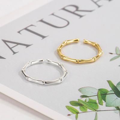 Minimalistický bambusový otevírací nastavitelný prsten pro ženy dívky trendy niche personalizovaný prsten lehký luxusní prsten doplňky dárky