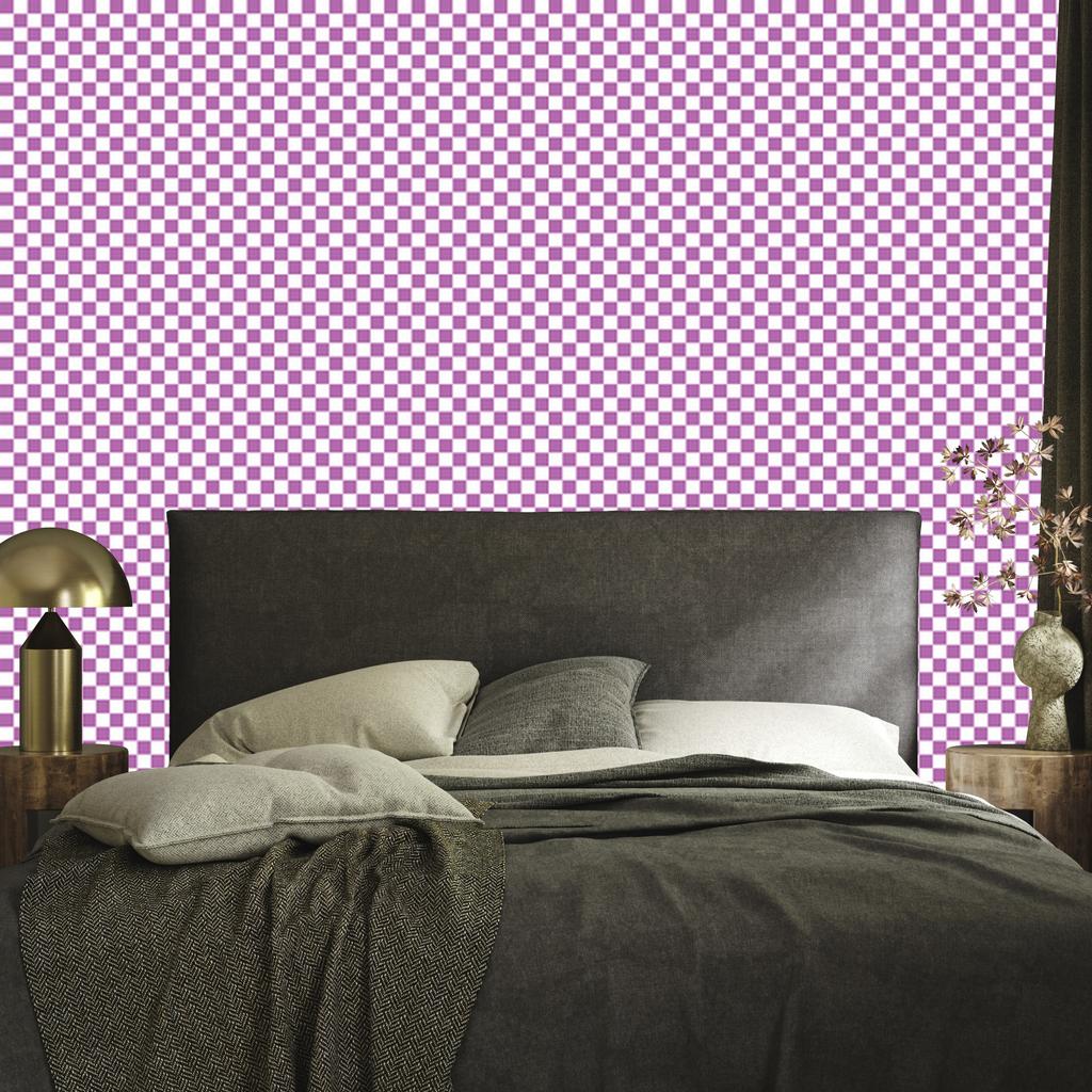 Checkerboard Wallpaper in Purple and Lavender for Living Room and Bedroom 50x1000