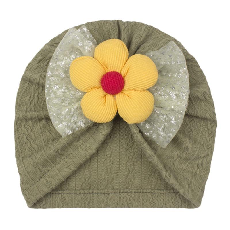 Spring new children's hats, bronzing mesh bow flower baby hats, cute baby hats