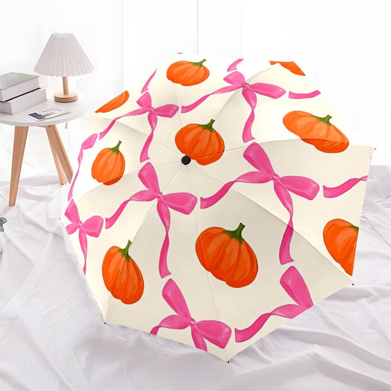 1pc Pumpkin Pattern Automatic Folding Umbrella - Portable Collapsible, 8-Rib Durable Frame, Perfect for Outdoor Use Yy251218090