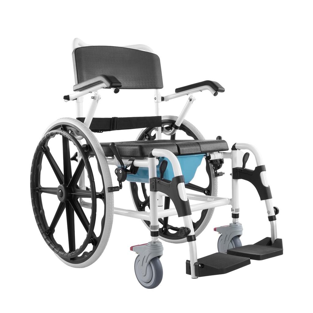 Shower Wheelchair 17.5in Al Alloy Commode Bathroom Wheelchair for Disabled