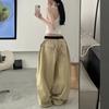 American Vintage Washed High Waist Wide Leg Loose Casual Cargo Pants For Women