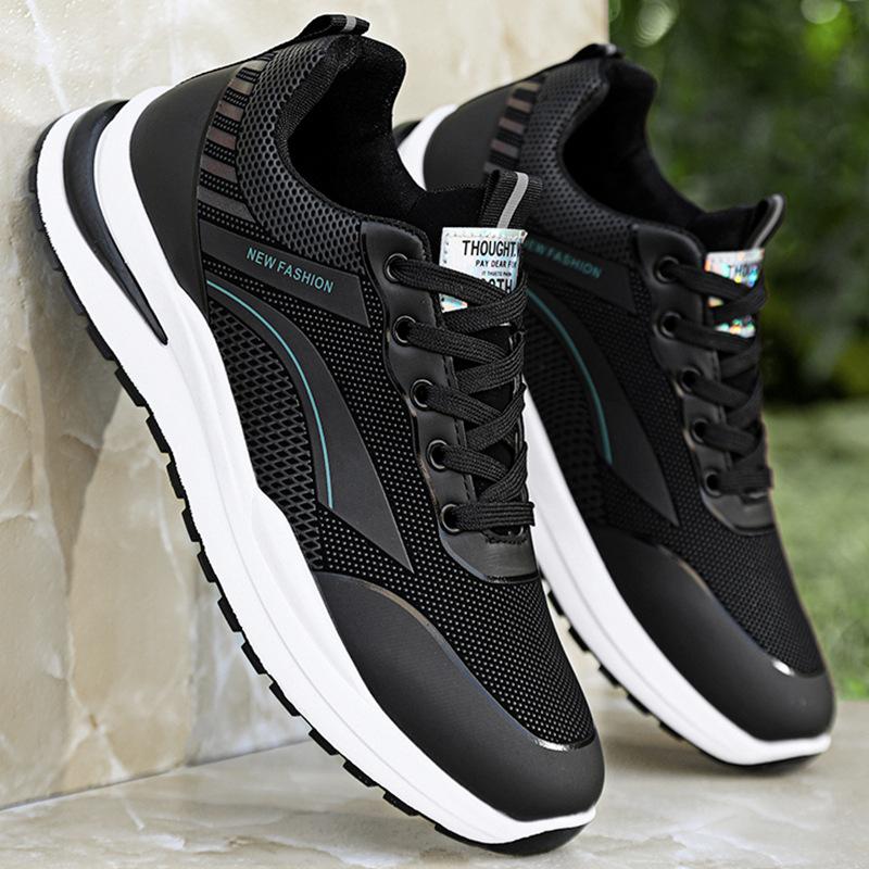 Men's shoes spring and summer sports shoes men's 2026 new leather waterproof and non-slip black casual shoes men's running dad shoes