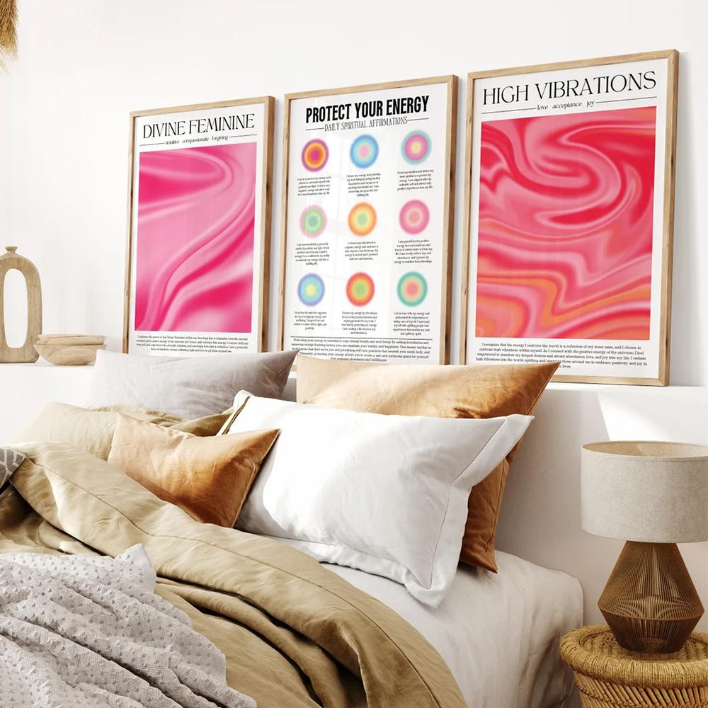 

Вдохновляющие цитаты, ежедневное подтверждение, Божественная женская аура Graident, настенная живопись на холсте, постеры для гостиной, домашний декор