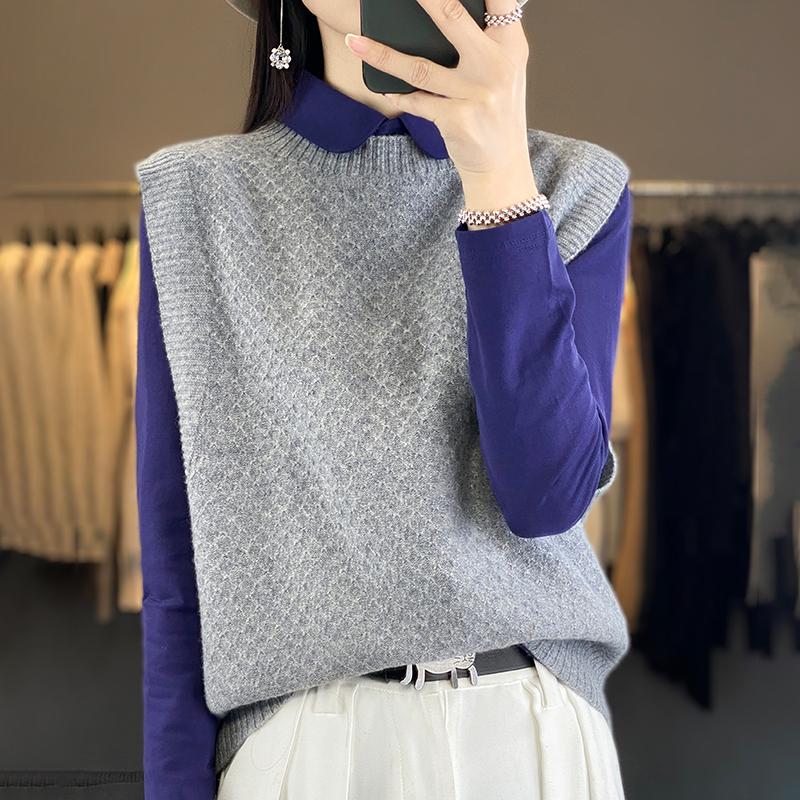 Women's Cashmere Vest Qinghe Cashmere 30% Cashmere 70% Wool Women's Autumn and Winter Cashmere Vest Soft and Warm