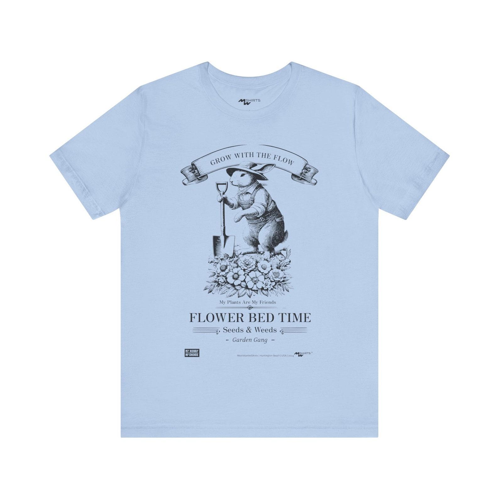 Gardening Rabbit T-Shirt: Copper Engraving Vintage Style, Unisex Tee S