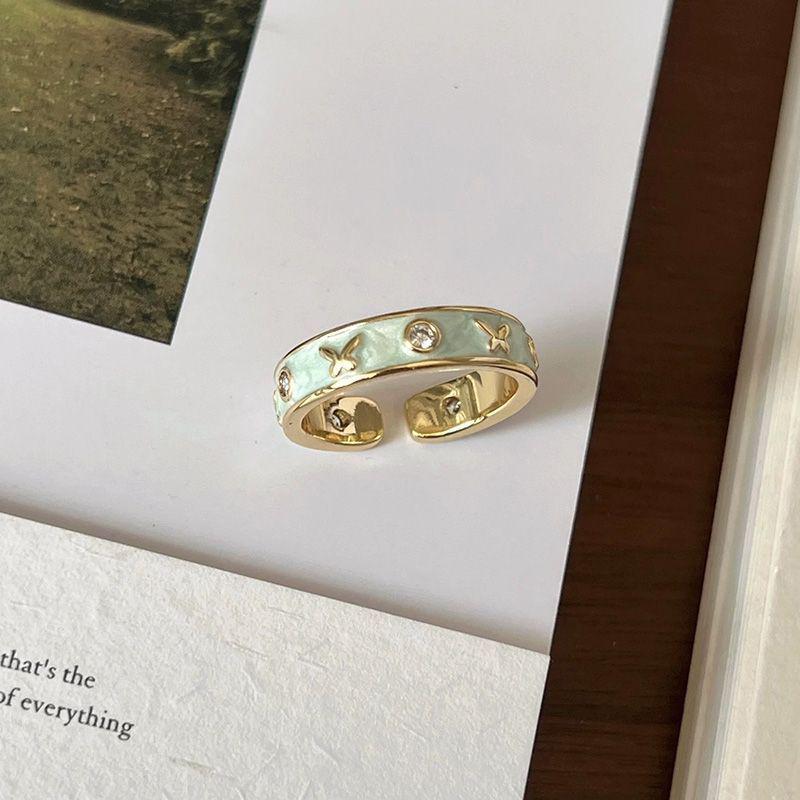 Elegant Green Series Stacking Rings for Women, Light Luxury, High-End Feel, Exquisite French Unique Index Finger Band