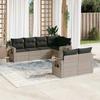 7 Piece Garden Sofa Set with Cushions Light Grey Poly Rattan