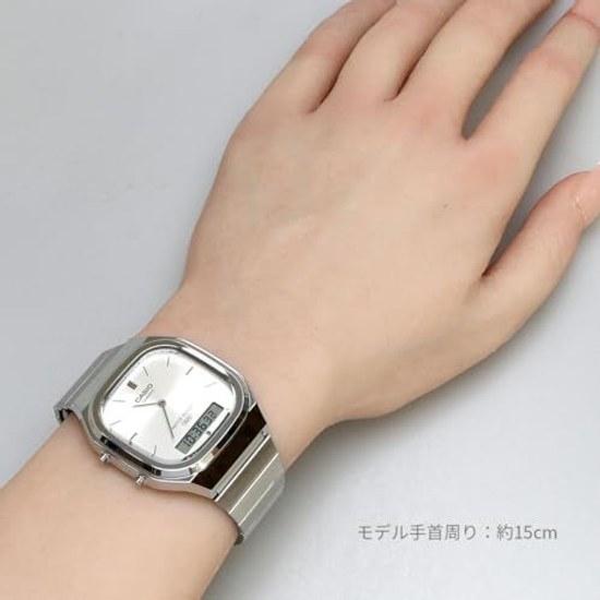 CASIO Ana-Digi Quartz Wristwatch Edgy Collection AQ-240E-7A Unisex Dual Time Silver Overseas Model