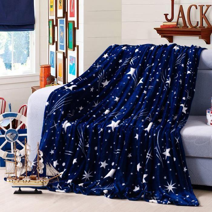 Couverture canapéou lit 120x200cm en flannelle polaire étoiles bleu