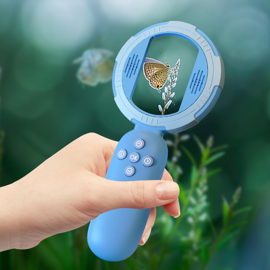 Handheld Microscope 4X with 2in Screen & 8 LED Lights Kids Magnifer Handheld Magnifier Christmas Birthday Gifts for Boys Girls