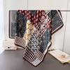 Contrasting Color Splicing Satin Simulation Silk Printing Large Square Scarf Silk Scarf Shawl Headscarf Neck Protection Scarf