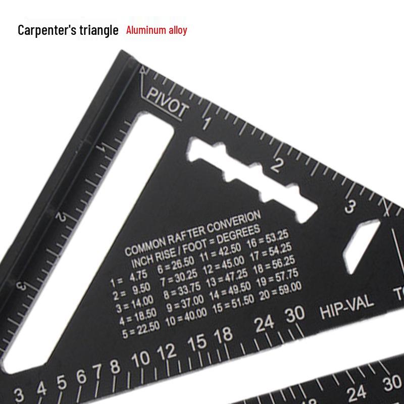 7-inch Aluminum Alloy Precision Triangle Ruler - Metric & Imperial Woodworking Measuring Tool