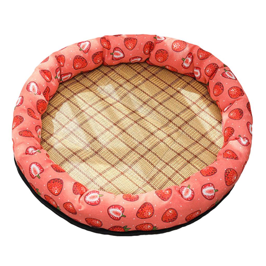 Rundes Haustierkühlbett Cartoon-Druck Haustierschlafbett Sommer Atmungsaktive Haustiermatte für Hunde Katzen