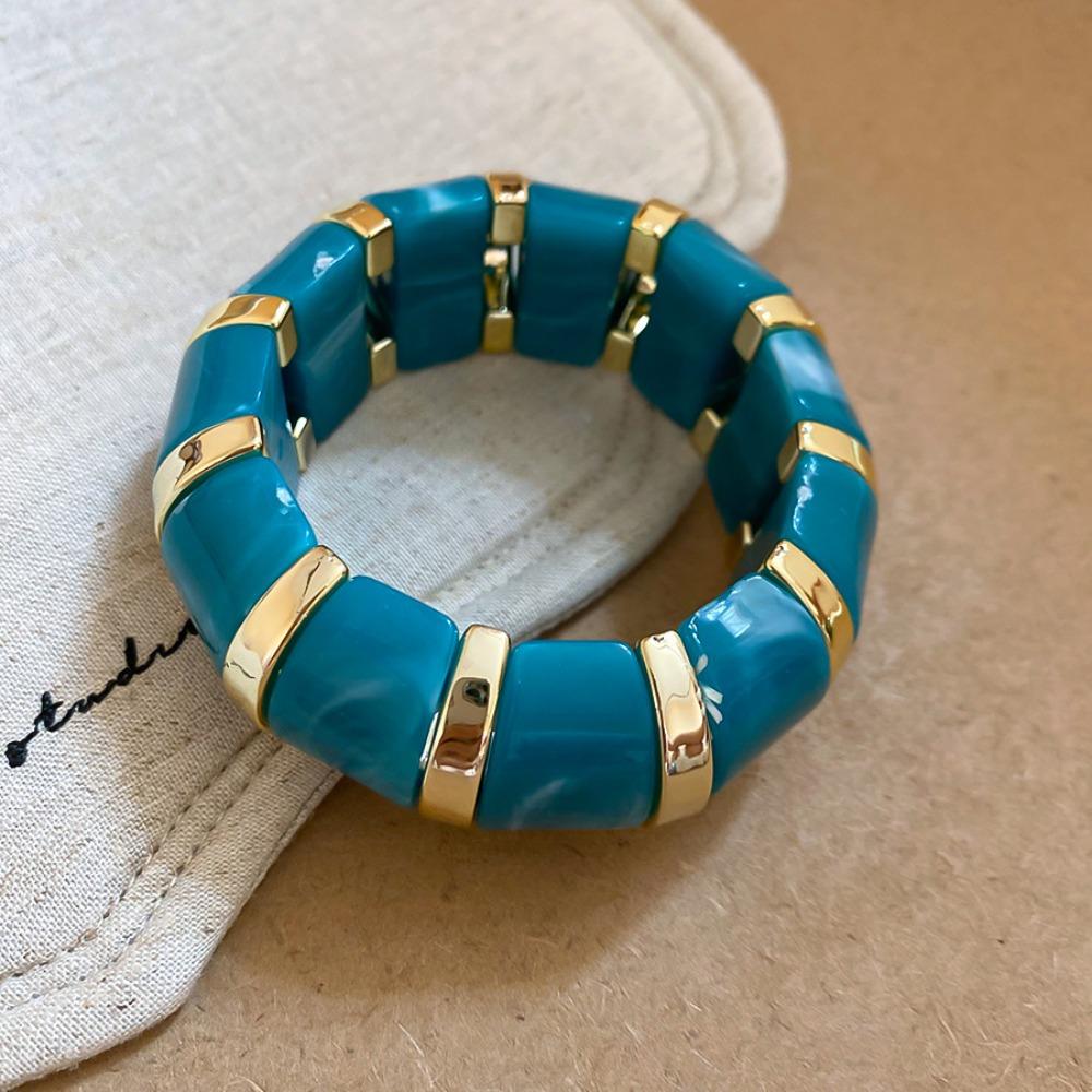 Europe American Style Acrylic Bangle Resin Exaggerated Bracelet Creative Elastic Bracelet  Women
