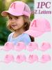 1pc Kid's 26 Alphabet Baseball Cap, Fashion Versatile Casual Sun Hat,Pink Mesh Breathable Trucker Cap, Suitable For Girls