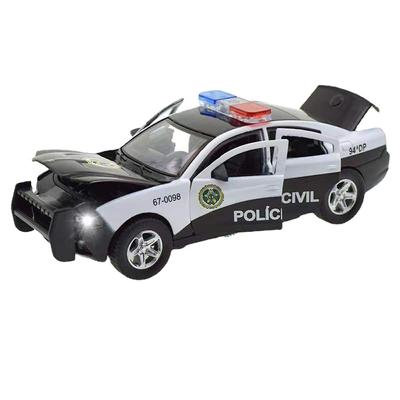 1/32 Alloy Dodge Charger Politibilmodell Diecasts & Toy Vehicles Simulering Lyd og lys Pull Back Collection Leker Barnegave