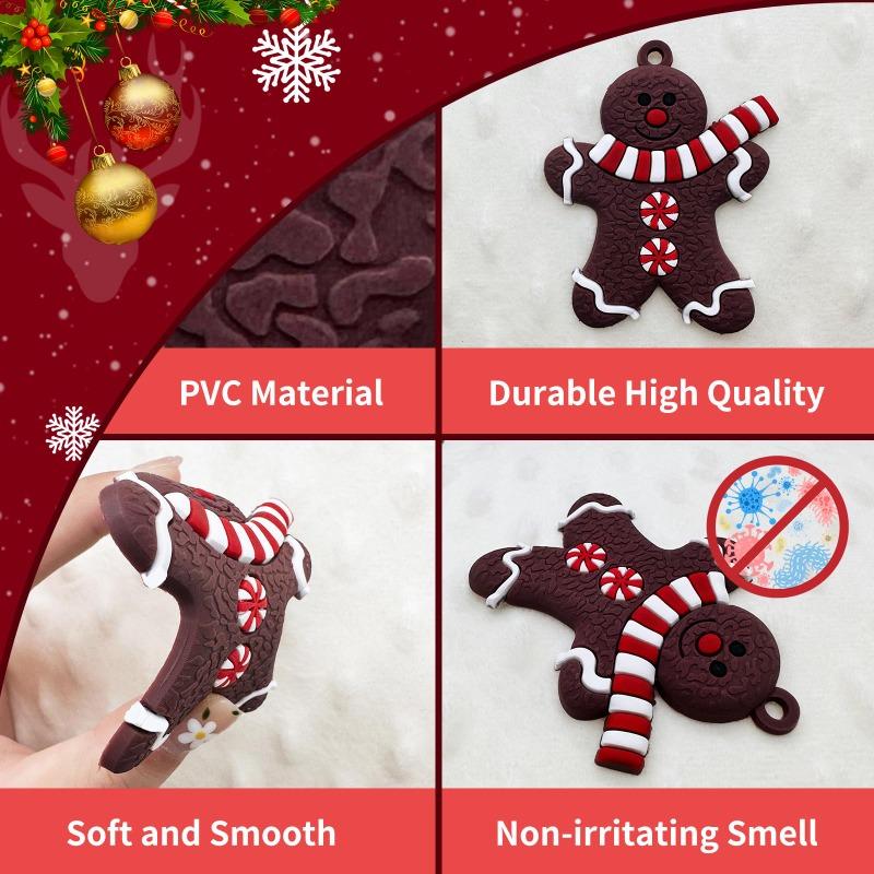 PVC Soft Gingerbread Man Christmas Ornaments Bell Snowflake Chrismas Tree Hanging Figurines Pendant Party Xmas Decor Kids Gifts