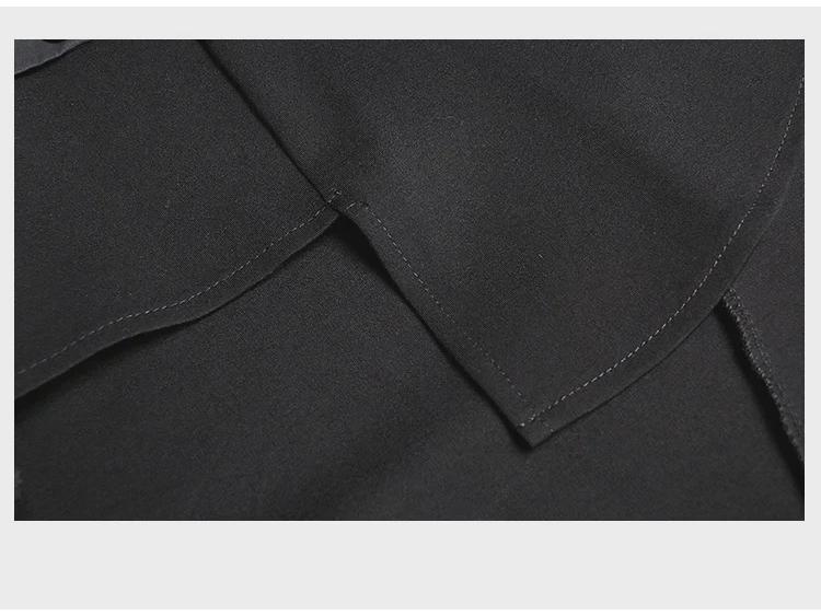 Women's Japanese Dark Style Two-Piece Set: Irregular Short Sleeve Top & Pleated Midi Skirt.