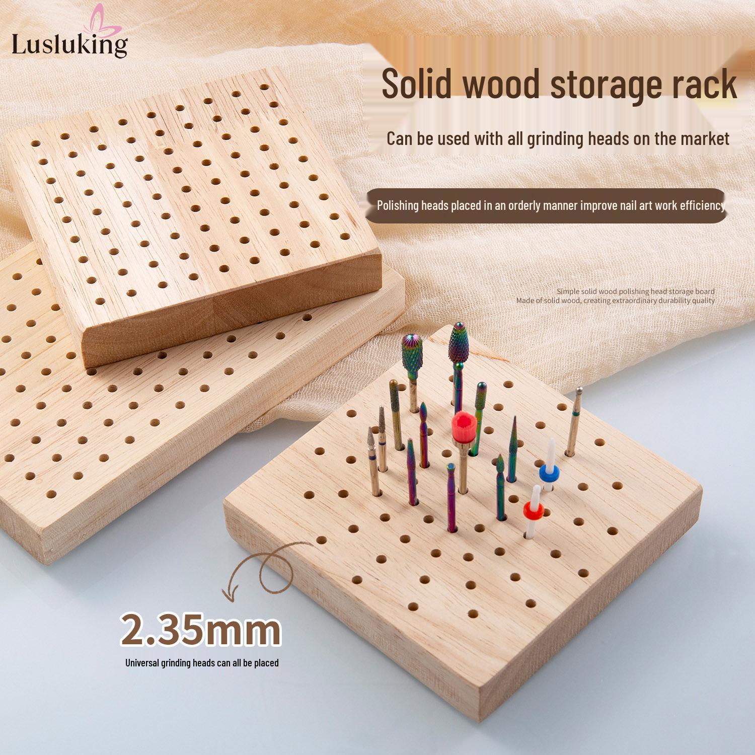 

Solid Wood Multi-Hole Nail Drill Bit Storage Rack & Organizer for Nail Salons