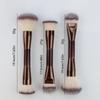 Dual Head Makeup Brush Foundation & Contour Kabuki Brush Vegan Fiber Soft Bristles for Liquid Powder Products