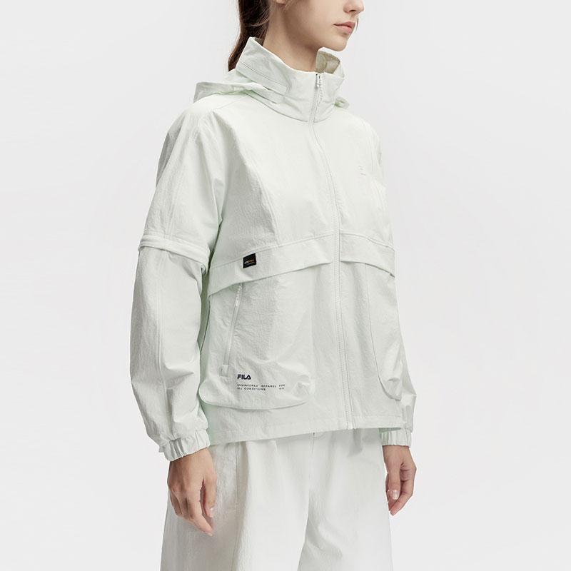FILA Solid Color Hooded Woven Sports Jacket Women jackets Light-Green A11W417705F-LG