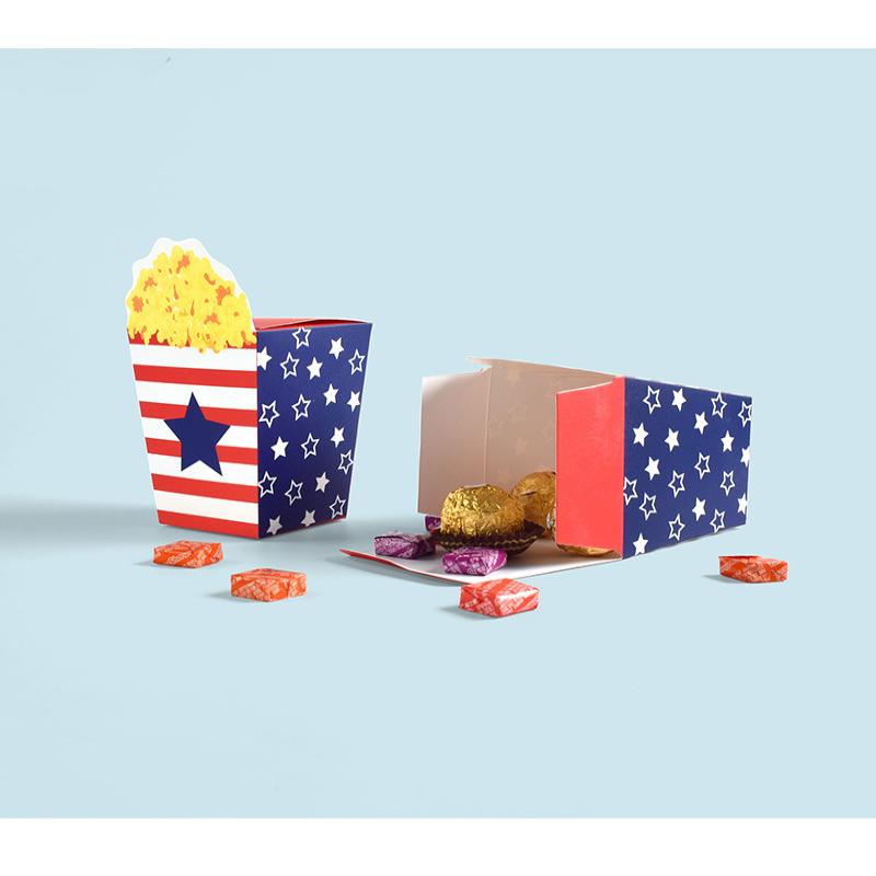 

10Pcs American-Style Popcorn Candy Boxes Independence Day Colorful Gift Folding Gift Boxes 10pcs