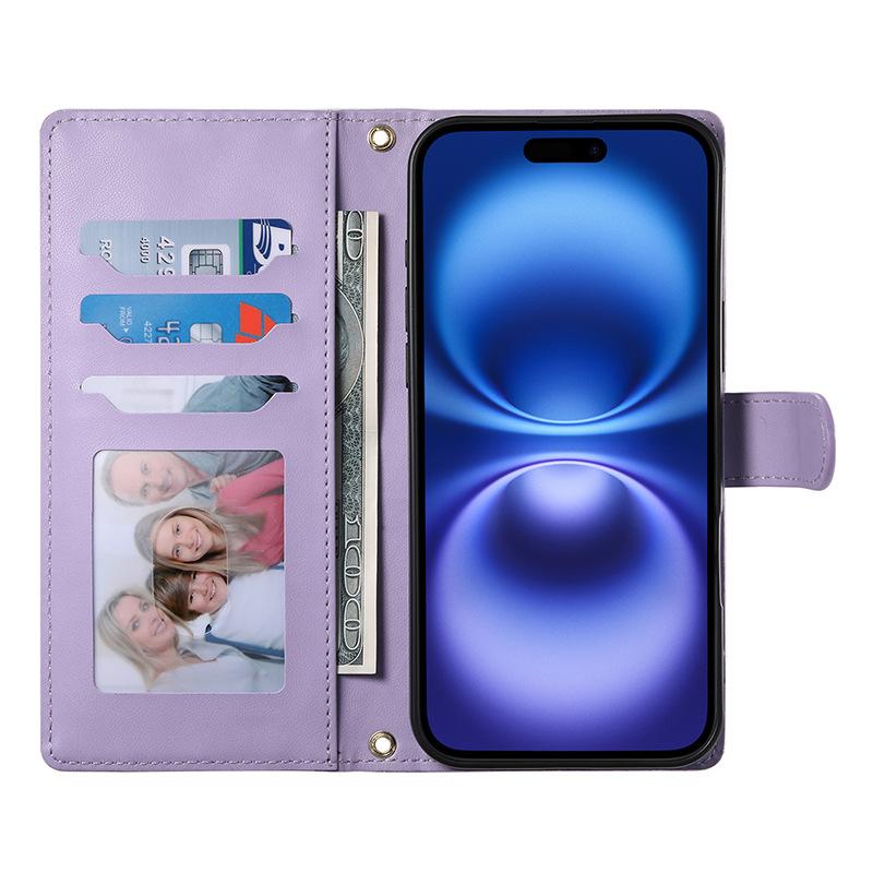 Flip Phone Case Popular for Iphone16 Mobile Phone Leather Case Crossbody Long Shoulder Strap Samsung Xiaomi OPPO
