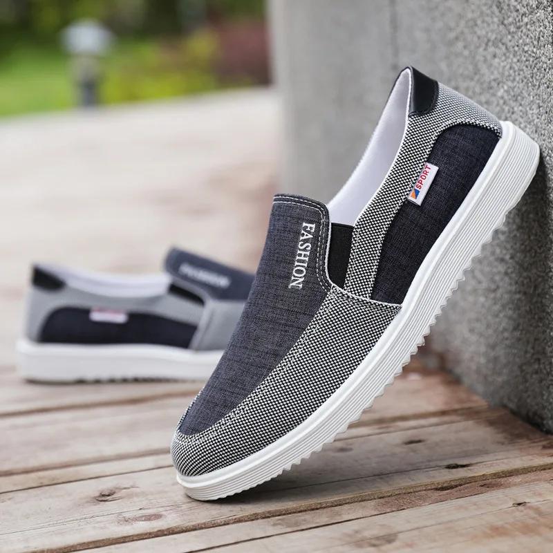 Canvas Shoes Men Breathable Board Shoes for Men One Foot for Work Middle-aged and Elderly Dad Casual Oversized Shoes