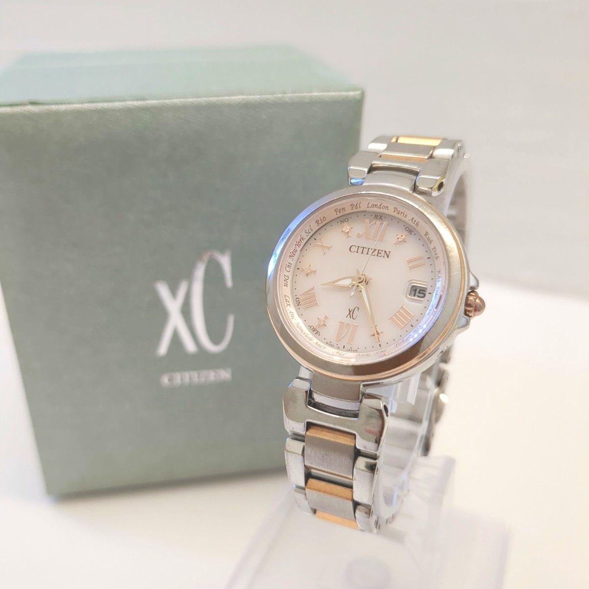 Good Condition CITIZEN xC Citizen Cross Sea Pink Dial Solar Watch Working Item Radio Solar Eco Drive XC