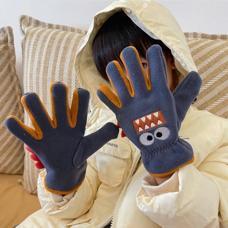 Süße Cartoon Kinder Winter Warme Handschuhe Polarfleece Verdickt Mädchen Jungen Vollfinger Fäustlinge Für Kinder Outdoor-Handschuhe