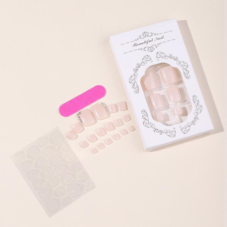 

Белые стразовые наклейки для коротких ногтей на ногах - Съемные и носимые