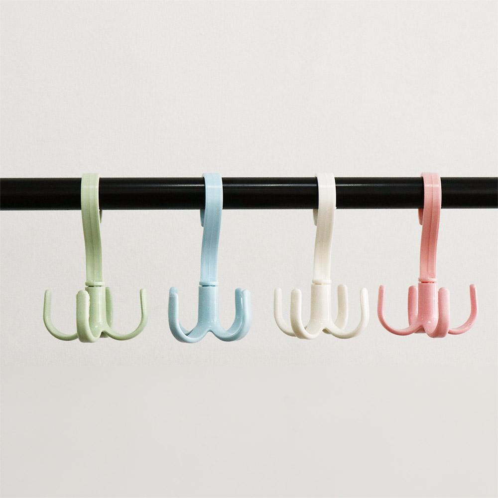 Plastic Four Claw Hooks Space Saving Spinner Hanger Belt Holder Hook Rotatable Hanger Hooks  Home