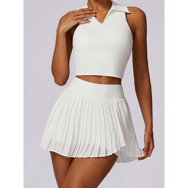 With Chest Pad Sports Vest Women Running Tennis Fitness Underwear Polo Lapel Outer Wear Sweatshirts Yoga Clothes Top