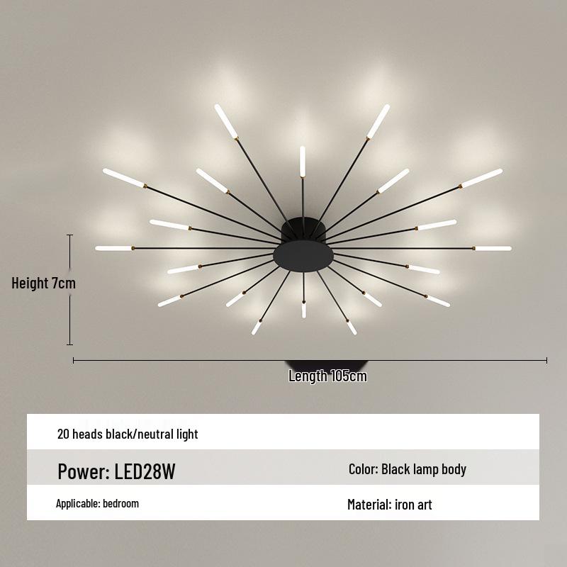 Nordic Fireworks Rotating LED Ceiling Light - High-End Living Room and Bedroom Lighting