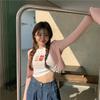 Short Round Neck Slim Fit Loose T-shirt Women's Spring and Summer New Outer Wear New Korean Version Inner Bottoming Shirt Top