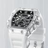 Mark Fairwhale Herren S Automatische Mechanische Skelettuhr Transparentes Design Acrylgehäuse 43mm Gummiarmband Wasserdicht Leuchtend