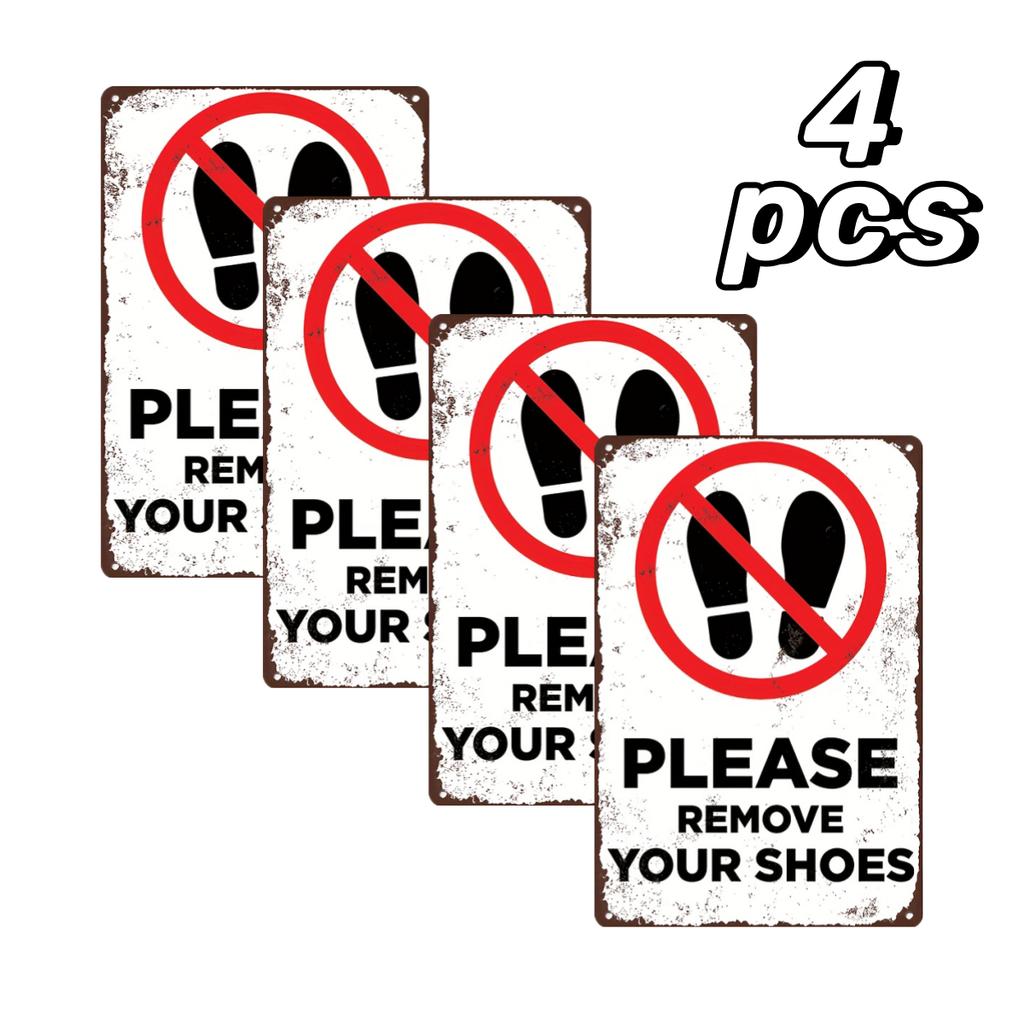 D Tin Paintingpcspcs PLEASE ROMOVE YOUR SHOES Metal Sign Please Do Not Enter Without PermissionSafety Tin Sign
