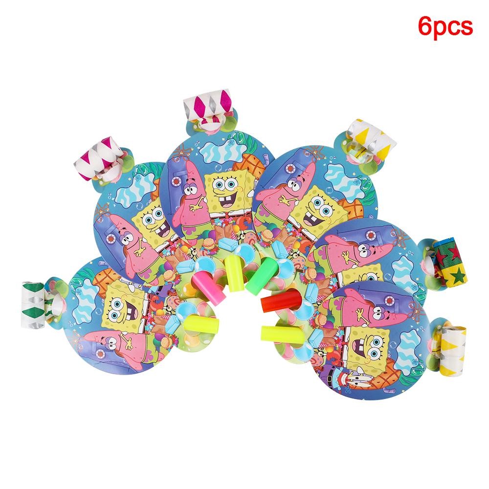 Cartoon SpongeBob Birthday Party Themed Disposable Tableware Balloon Set Party Hat Mask Napkin Horn Banner Backdrop Baby Shower
