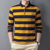 New Summer Stripe Embroidery Men's Street Clothing Polo Shirt Cotton Casual Top Fashion Street Long Sleeve Men's Clothing