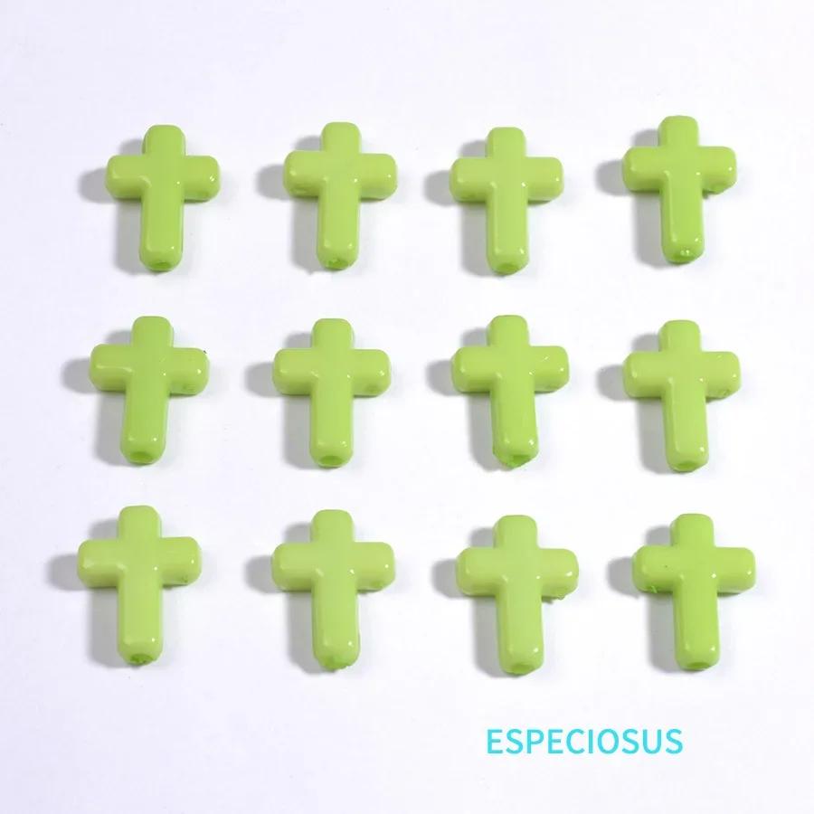 Z17 100pcs New Cartoon Cross Acrylic Bead Fresh Charms Minimalist Bracelet Spacer Accssories Material DIY Jewelry Gift Trend