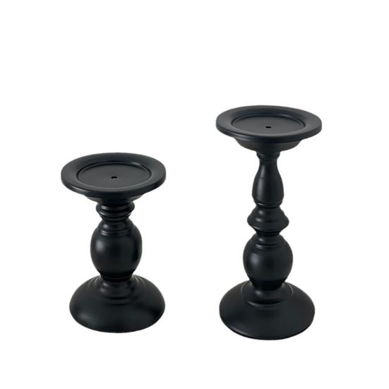 huaqianguhh Vintage Candle Holder, Black Matte Pillar Holders, Metal Heat-Resistant Stand for Scented Candles And Tealights, Retro Candlestick Dining