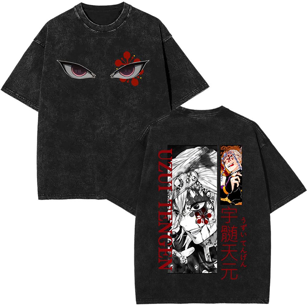 

Anime Demon Slayer Washed Vintage TShirt Tengen Uzui KImetsu No Yaiba Manga TShirt Men Cotton Short Sleeve Oversized Tshirts S