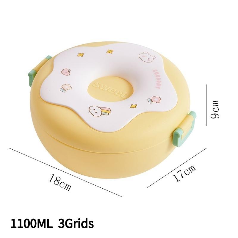 Stackable Bento Box Portable Cute Cartoon Children Lunch Box Double Layer Food Storage Container Eyeglass Bear Thermal Bento Box