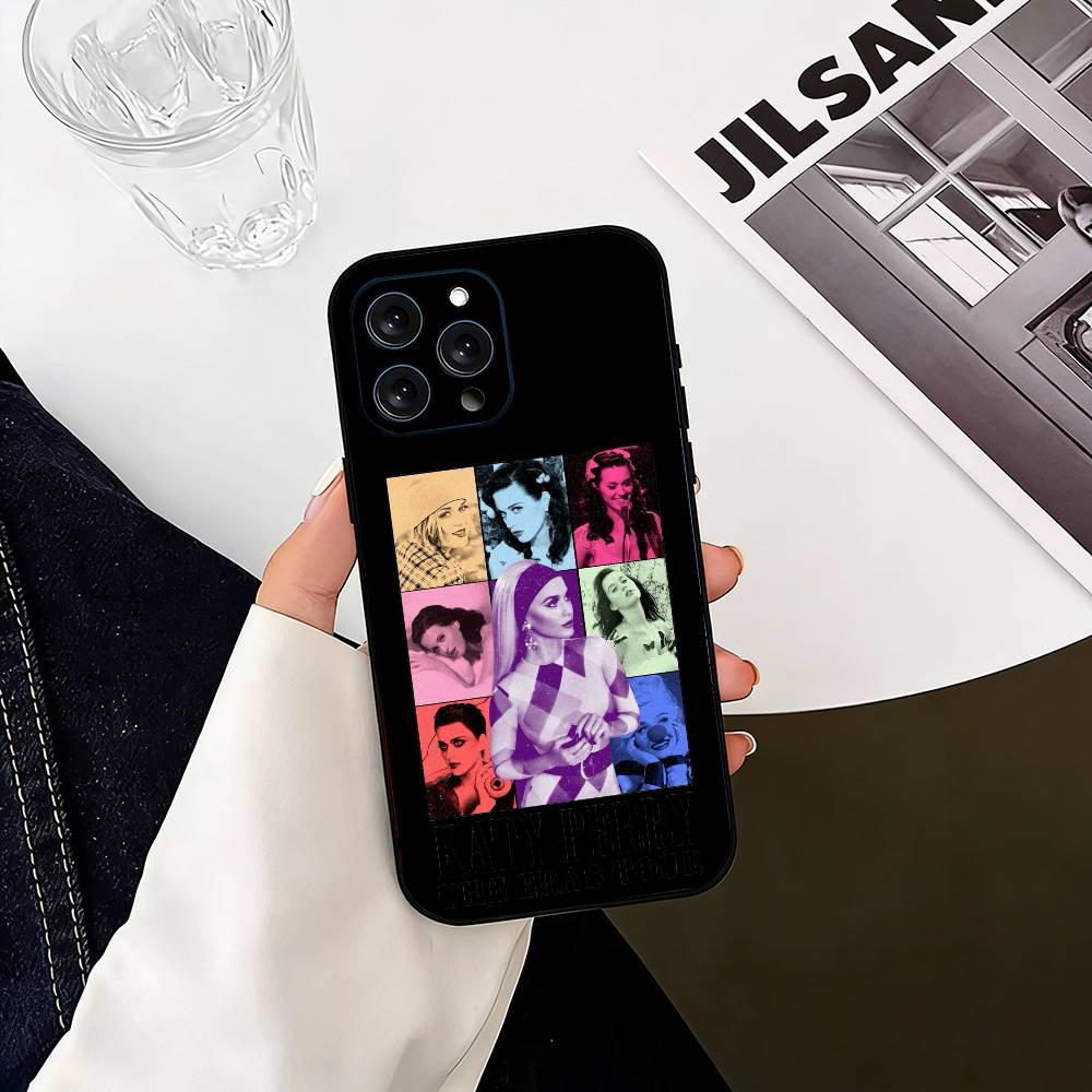 K-Katy Perry Singer Phone Case For iPhone 17,16,15,14,13,12,11 Plus,Pro Max,XS,Soft Silicone Black Cover